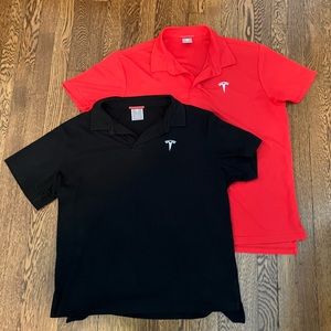Tesla Authentic Mens Polo Shirts XL - Black and Red Bundle